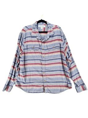 Old Navy Shirt Mens XXL Blue Striped Long Sleeve Button Up